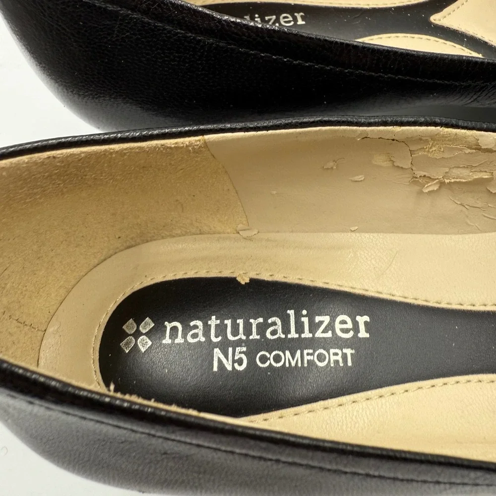 Naturalizer‎ Fulton Black Leather Square Toe Low Heel Loafer Shoes 7 1/2 N Y2K
